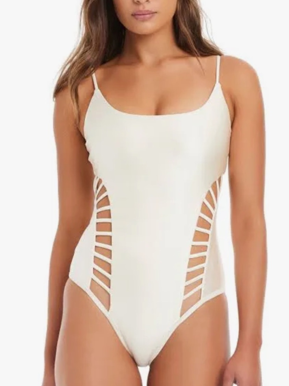 Red Carter ivory Cut-Out Shine One-Piece Swimsuit- New
